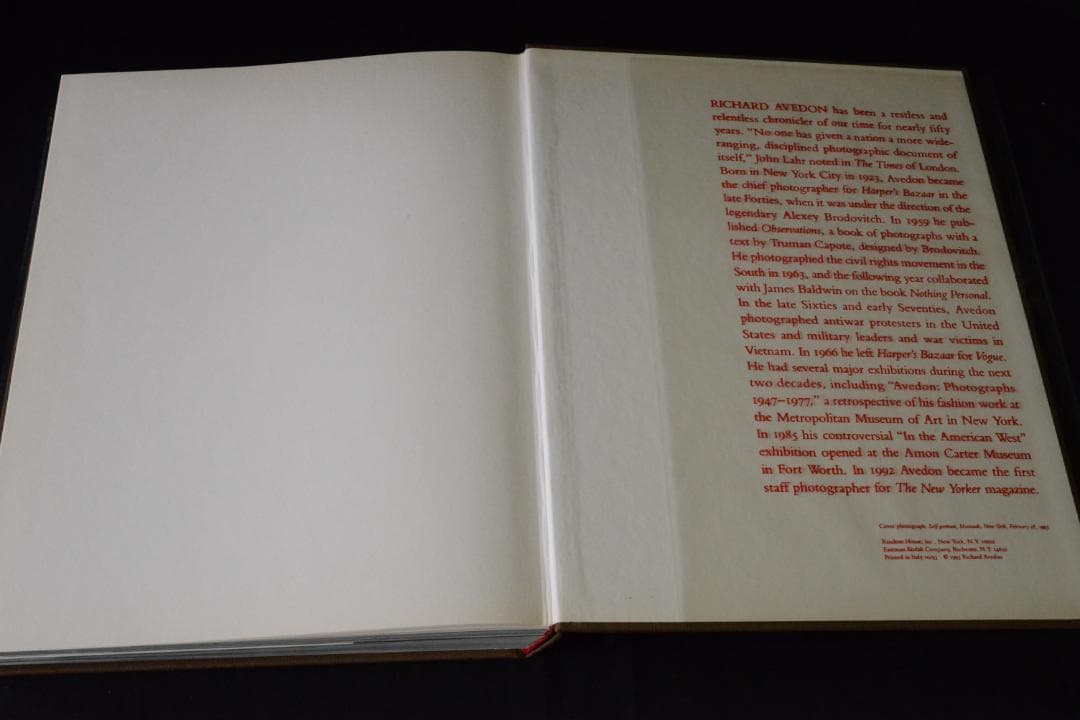 RICHARD AVEDON:An Autobiography ★値下げしました