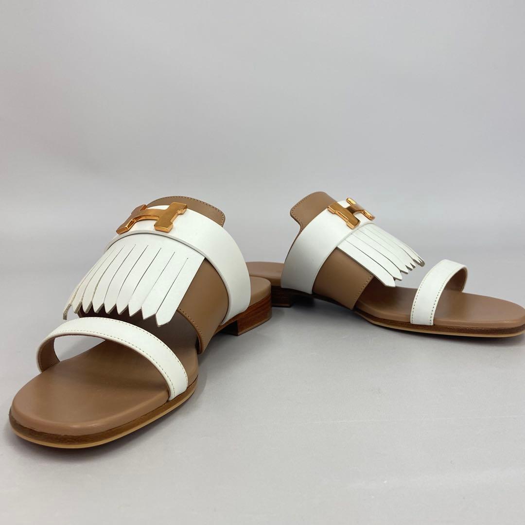 エルメス サンダル 《 コラリア 》 白 ゴールド 37 24cm程度 未使用