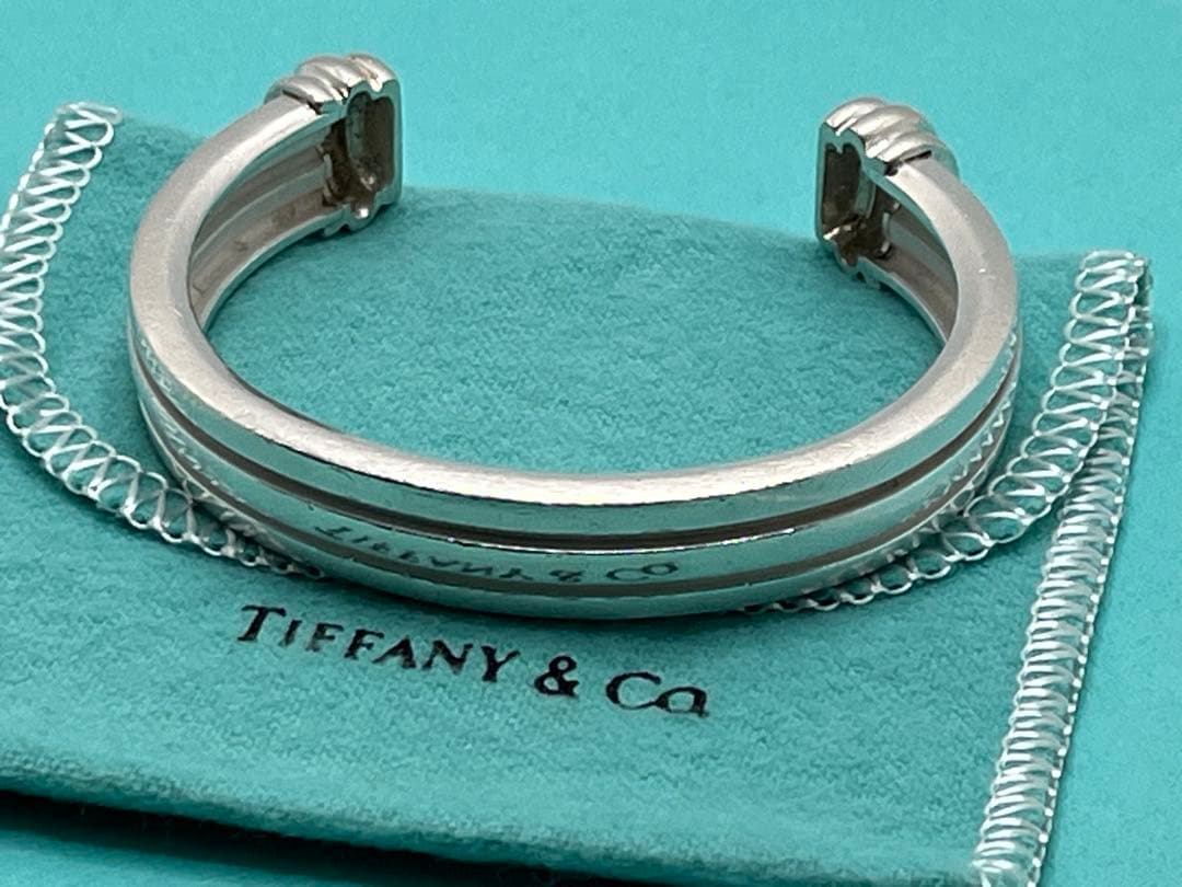 h141 希少　ヴィンテージ　ティファニー　1995 グルーブド　バングル925