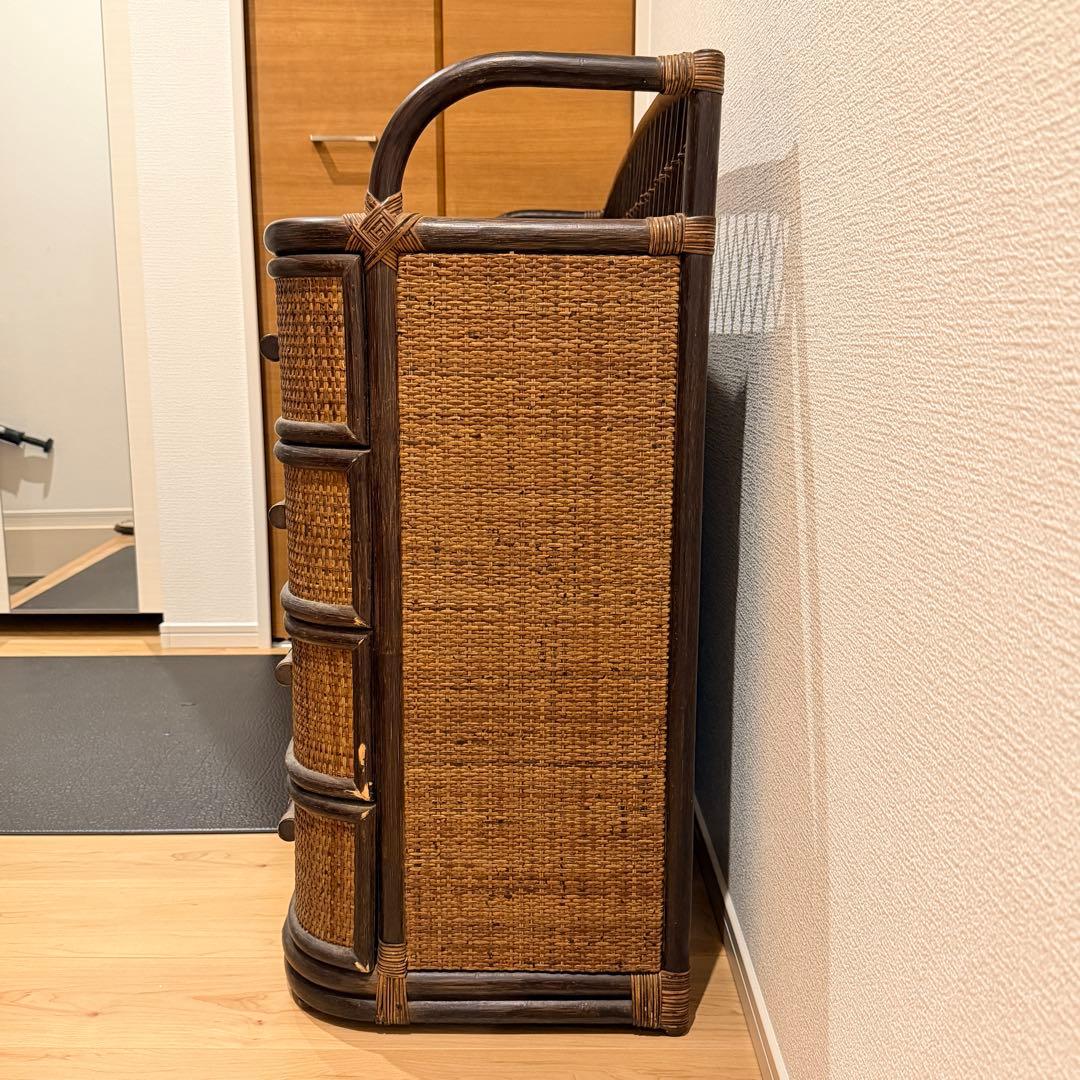 希少✨ヴィンテージラタン　籐家具 チェスト　4段10杯　引き出し タンス　ラタン