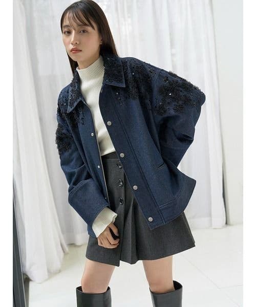 み*ー様 SNIDEL☆エンブロイダリーブルゾン【インディゴ】