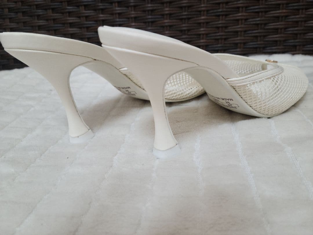 snidel メッシュパイピングミュール ホワイト　M　スナイデル