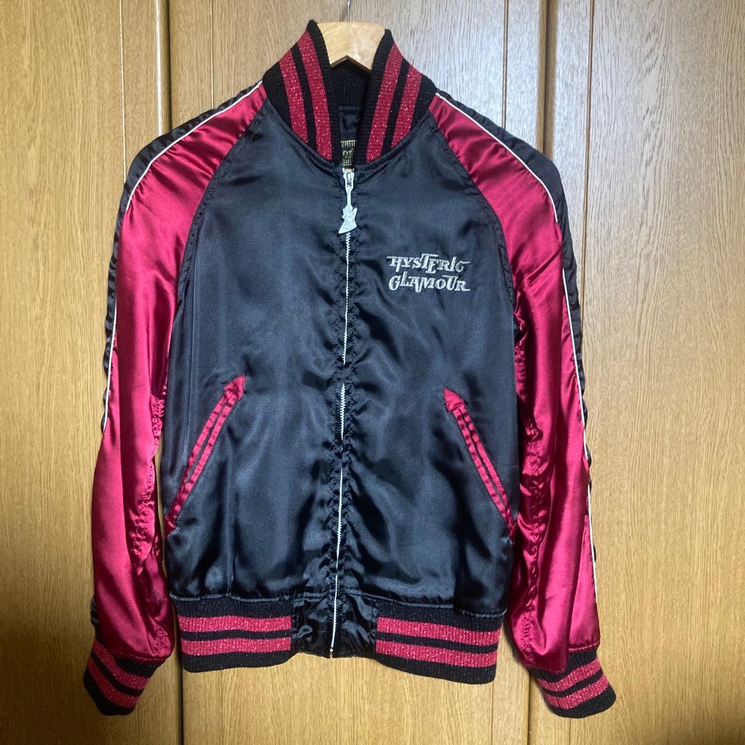 スカジャン ブラック/レッド刺繍