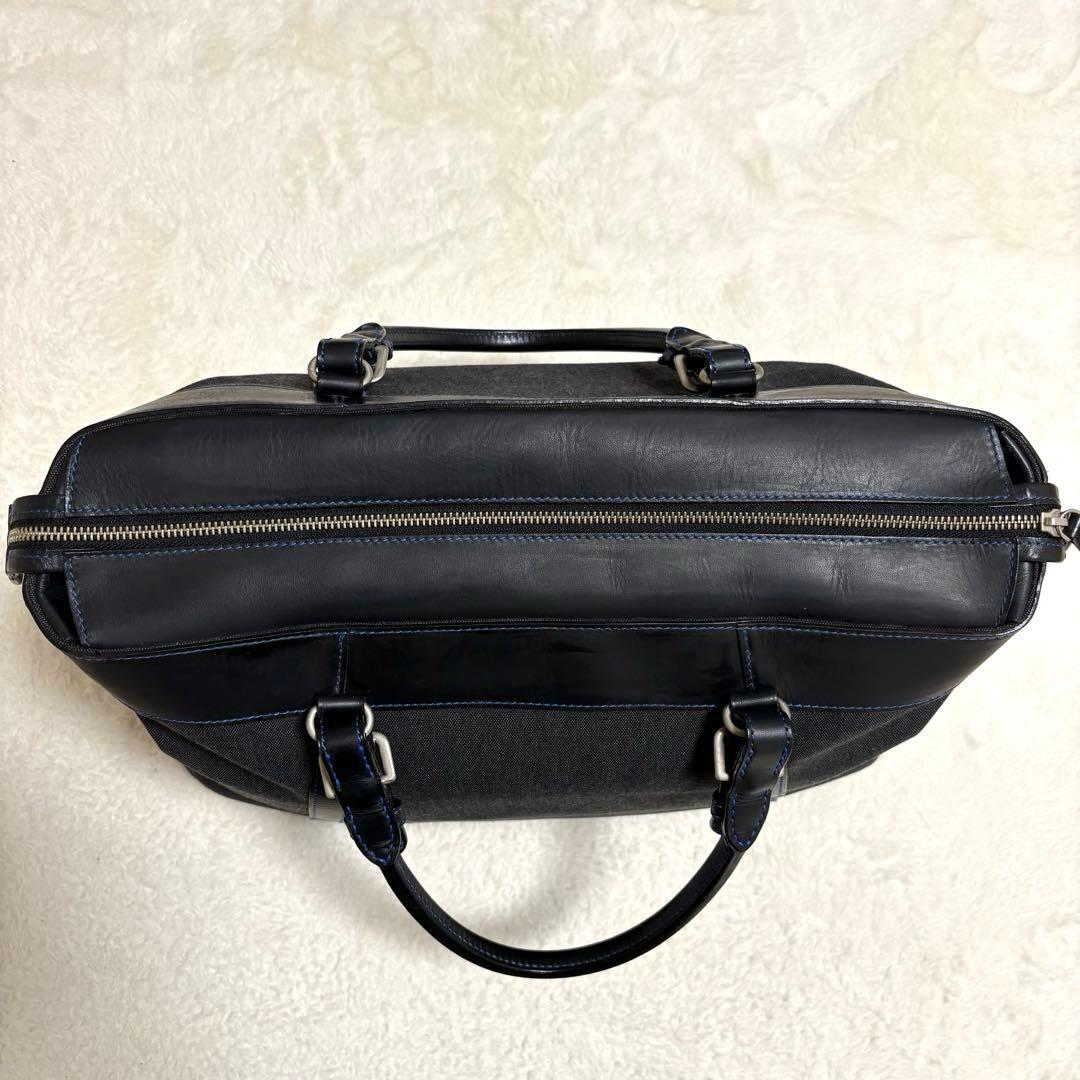 ソメスサドル ボストンバッグ デニムキャンバス×レザー チャコールブラック系