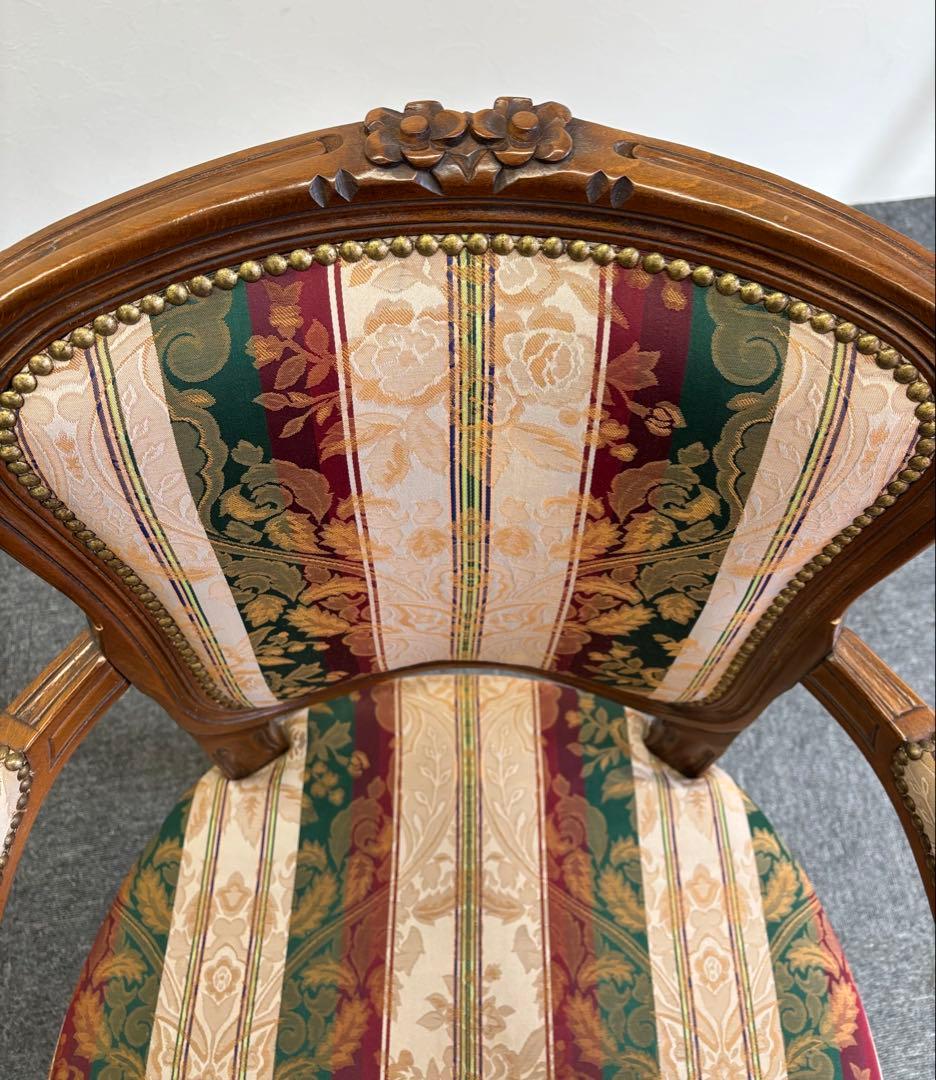 輸入家具 アンティークチェア 猫脚 クラシックスタイル 多色布張り椅子①