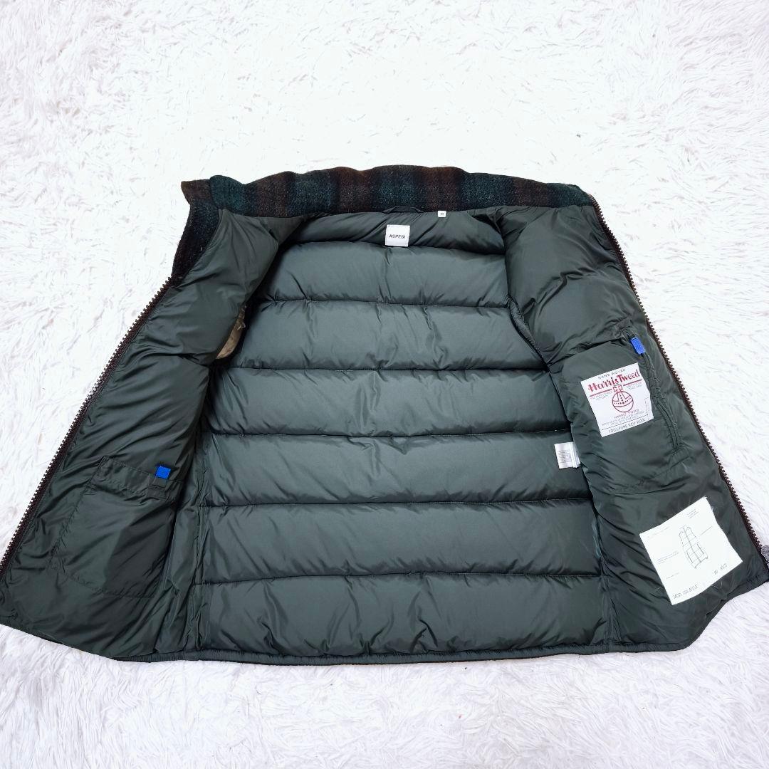 【美品】ASPESI × Harris tweed チェック柄 ダウンベスト M