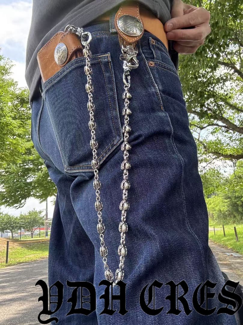 バイカー必須　ウォレット用ハート型　シルバーチェーン　TYPE3　QBKB004