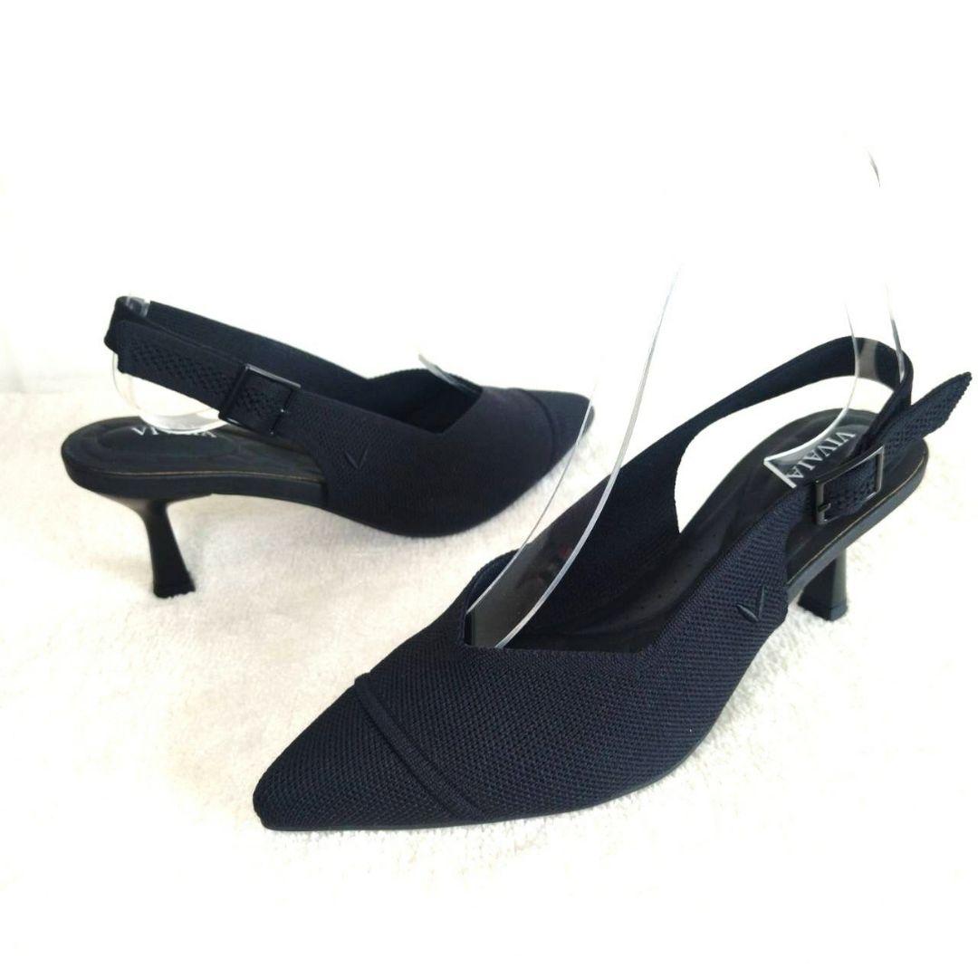 人気・ほぼ新品！VIVAIA 黒 スリングバック ポインテッドトゥ サンダル