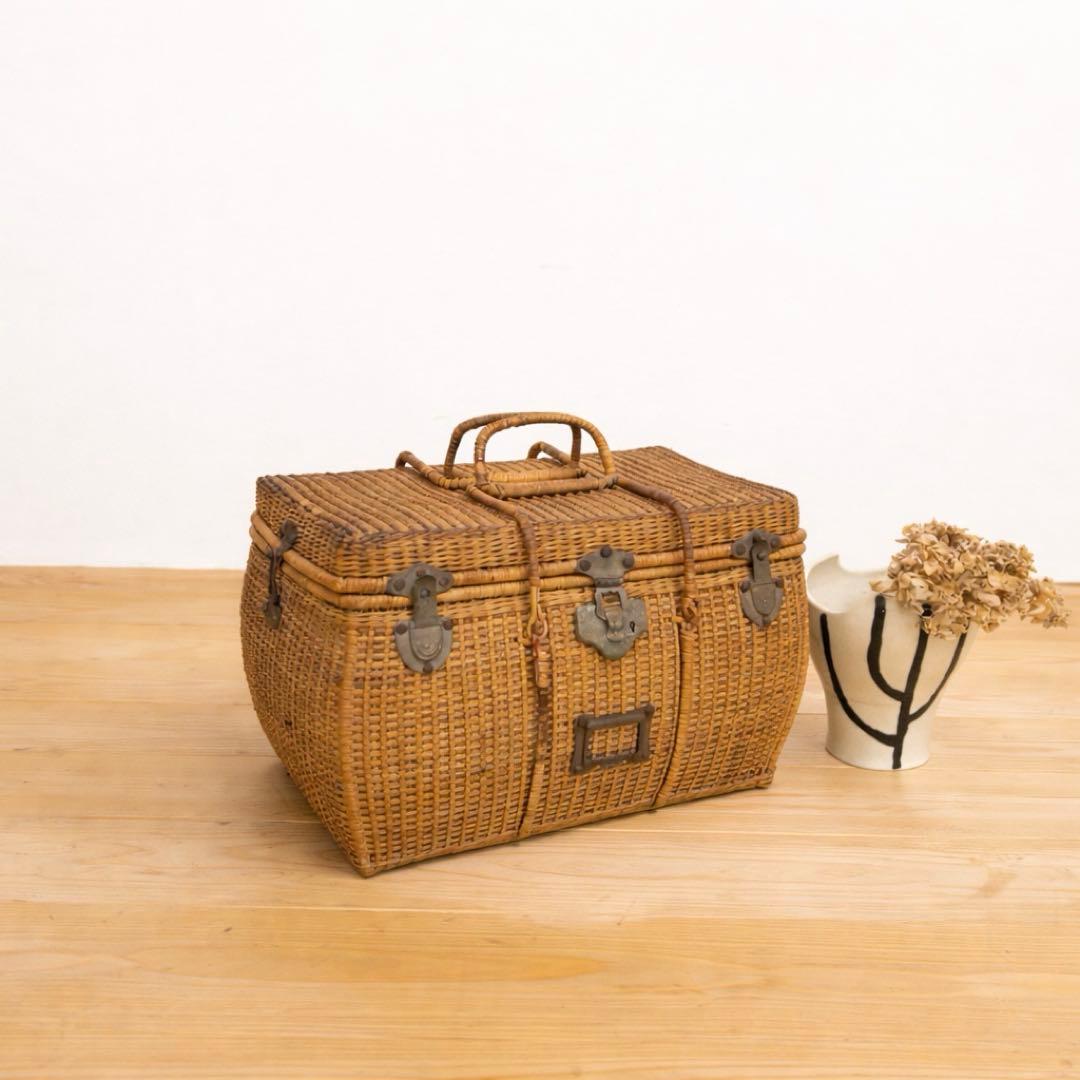 【須賀】籐　バッグ　2a015　古道具　古家具　ビンテージ