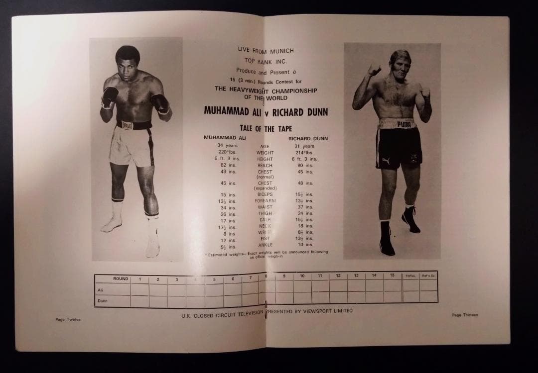 モハメド・アリ vs リチャード・ダン 　プログラム 1976年
