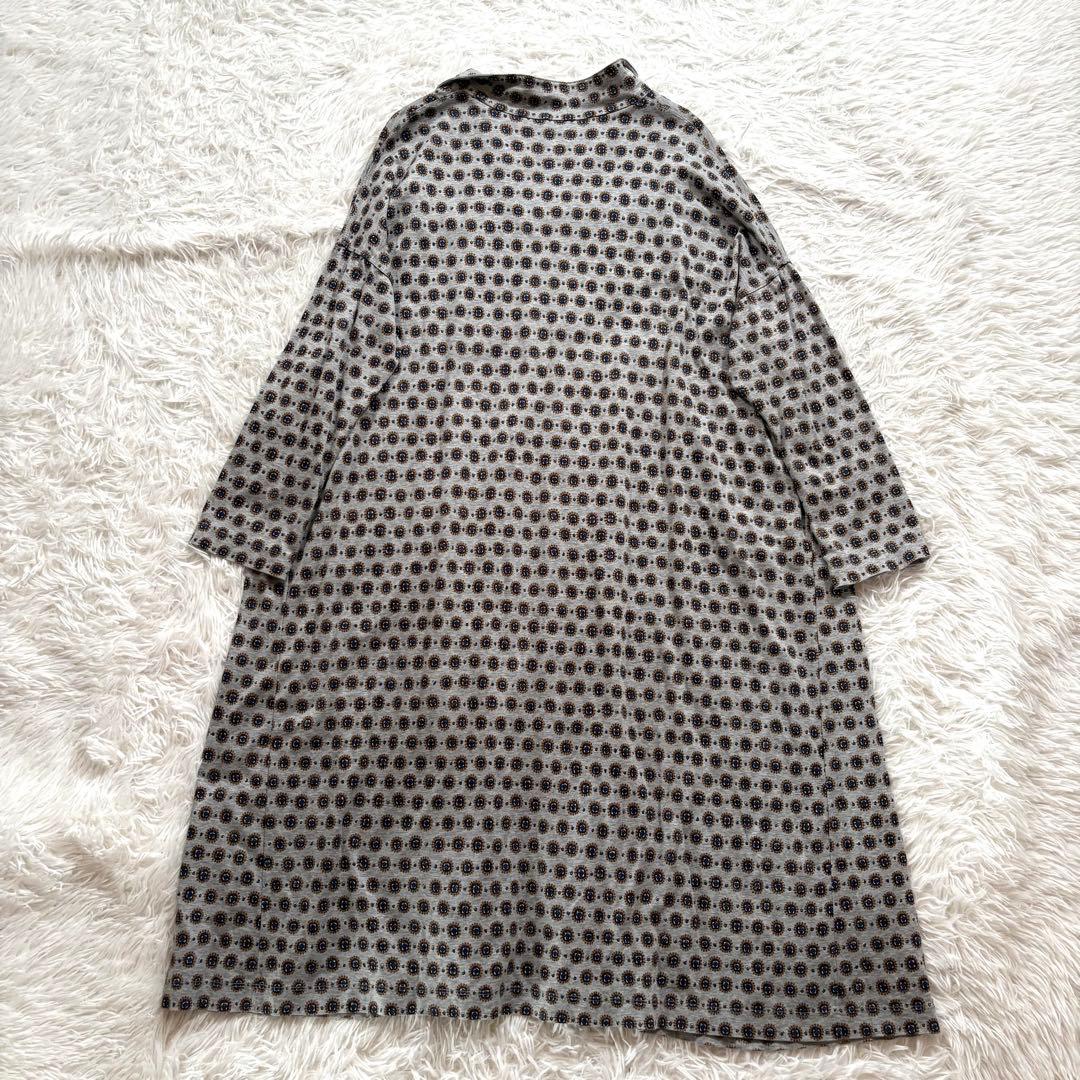 試着のみ✨45R スルジャプリントワンピース　ドット　小紋　0サイズ