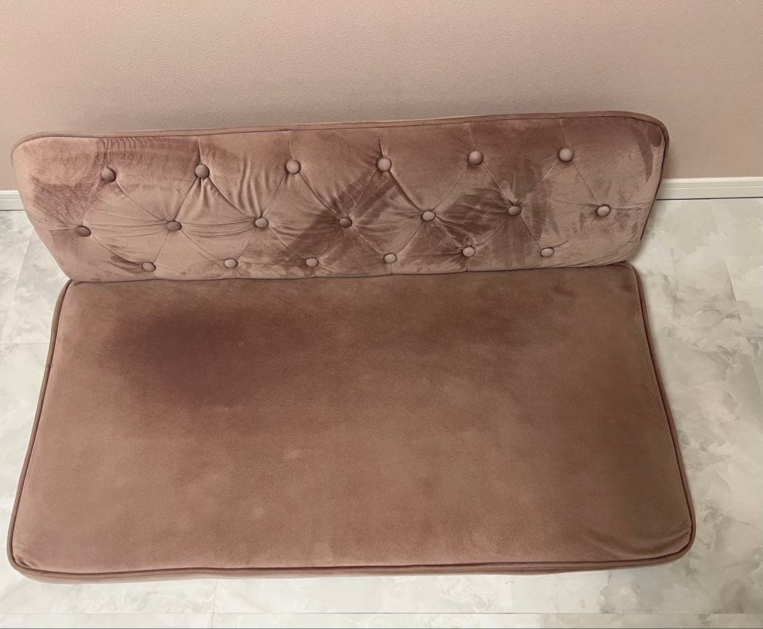 LOWYA ロウヤ ソファー 2人掛け ローソファー ベルベット調 幅100cm