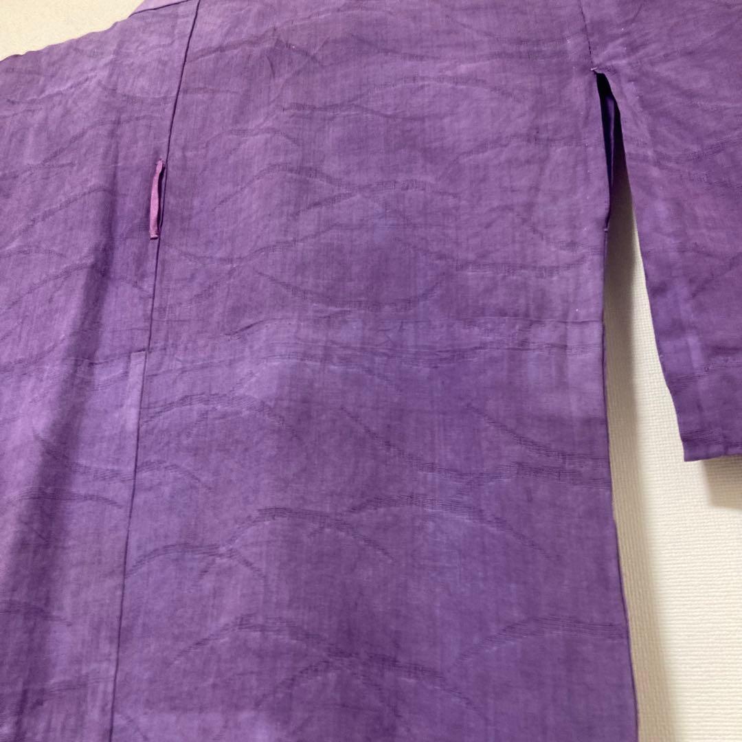 本麻　洗える長襦袢　カラー襦袢　桔梗色　芝草　リサイクル　管理tn