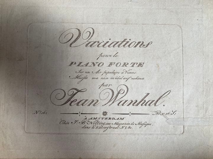 ヴァンハル：ピアノのための主題と変奏曲Weinmann XV:F5