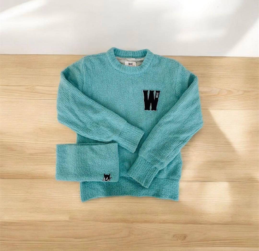 WAAE ミントグリーン セーター Wロゴ
