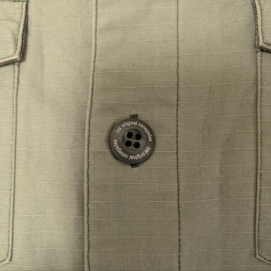 【希少】BAL バル 刺繍 ミリタリーシャツ リップストップ カモフラ 切替 L