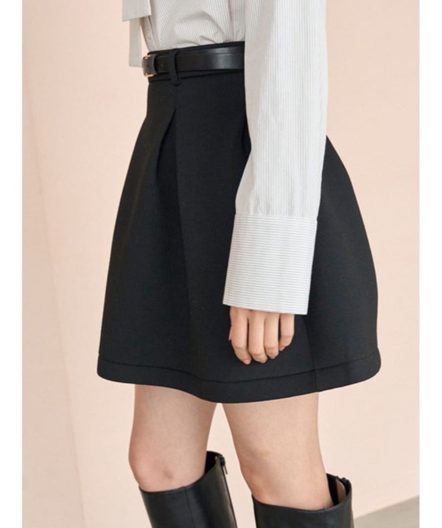 SNIDEL ベルテッドストラクチャーミニスカート　グレー　0サイズ