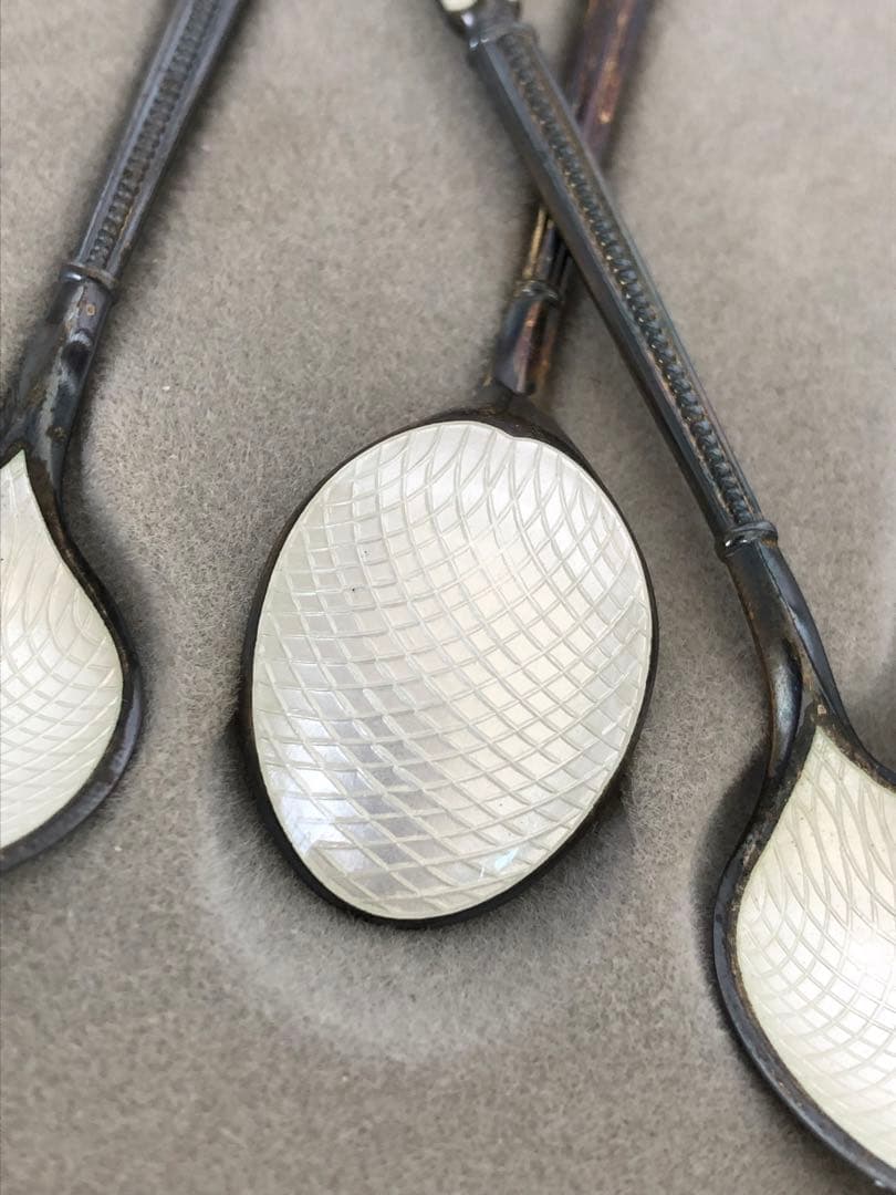 アントン ミケルセン　純銀製　デミタススプーン6客　七宝　ジョージジェンセン　銀