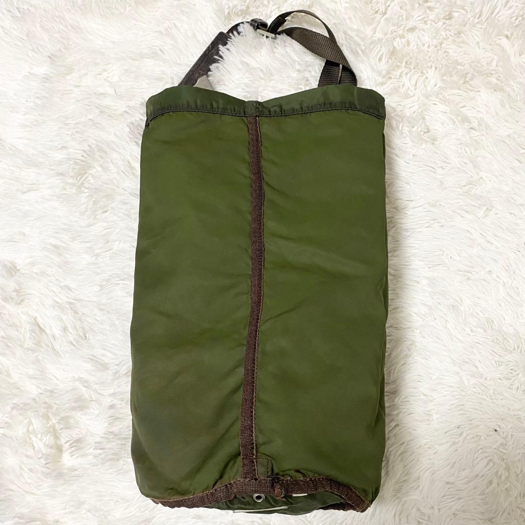 PRADA プラダ 三角ロゴ ドラム型 ショルダーバッグ ボンサック カーキ系