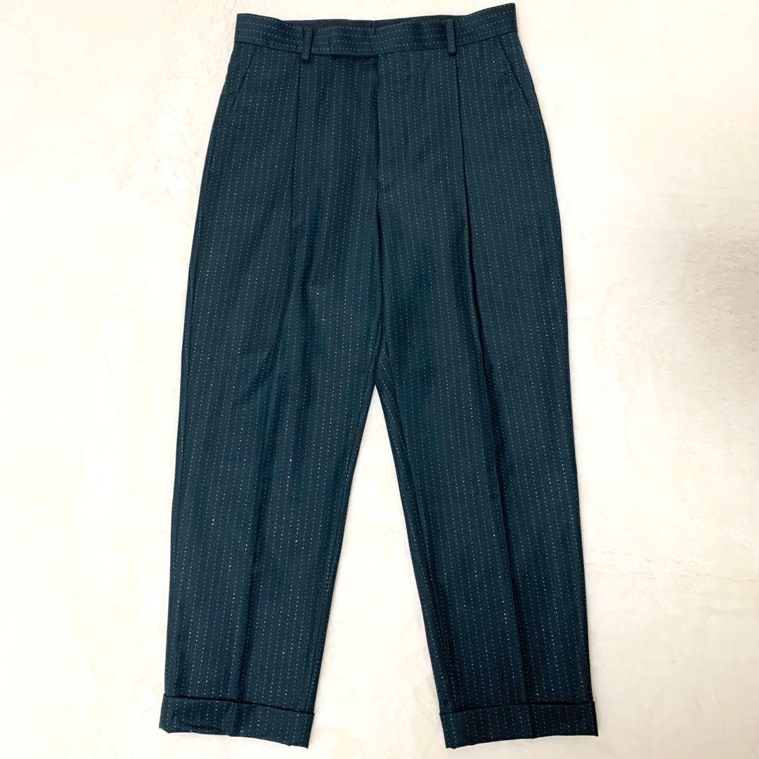 WACKO MARIA DORMEUIL別注 ラメ スラックス パンツ 濃緑 S