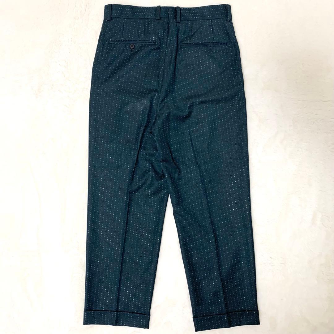 WACKO MARIA DORMEUIL別注 ラメ スラックス パンツ 濃緑 S