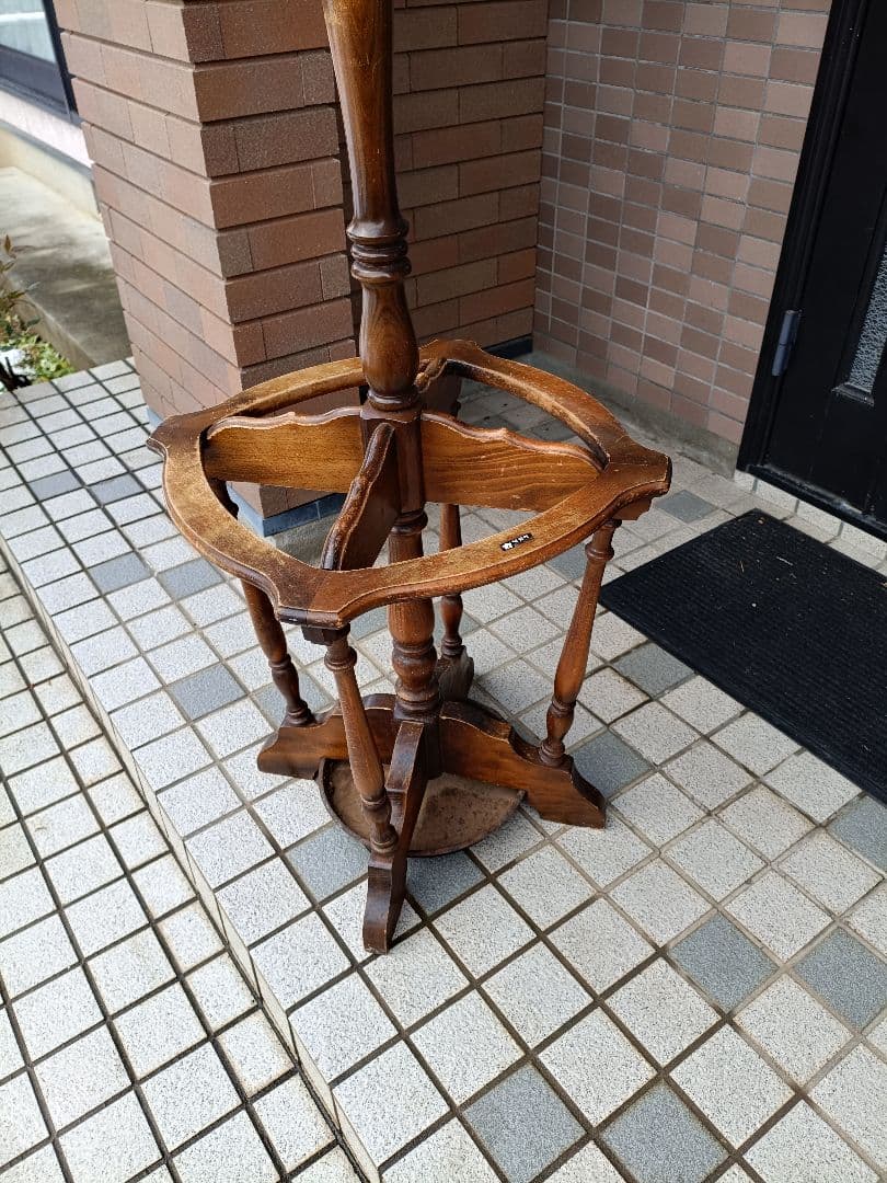 送料込！【オールドカリモク】 木製コート掛け＆傘立て