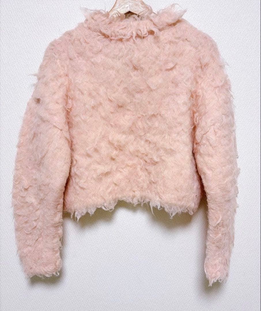 CLANE シャギーショートニットカーディガン　ピンク