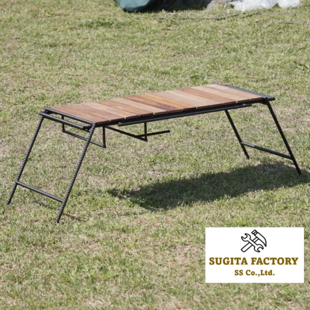 檜無垢材　タフまる対応アイアンテーブル　アイアンレッグ　キャンプテーブル　ソロ