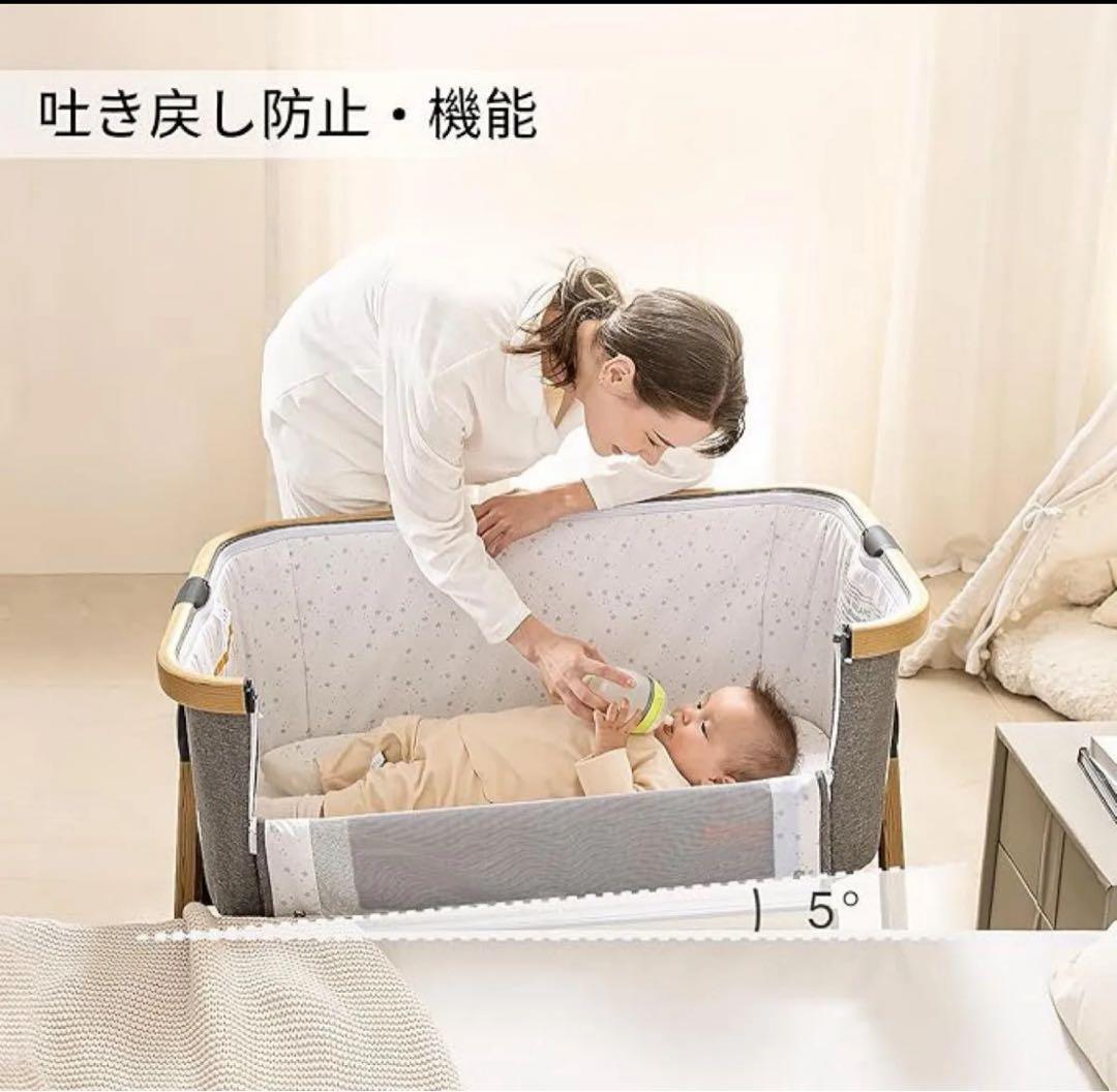 【新品】HZDMJベビーベッド添い寝折りたたみ ハイローベッドグレー 03C-G