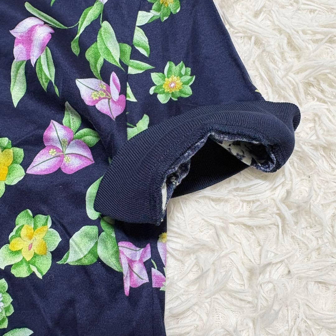 【美品】レオナール Tシャツ 花柄 カットソー ロゴ フラワー柄 ボタニカル