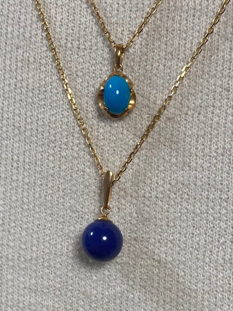 k18 トルコ石　ラピスラズリ　トップ　セット販売