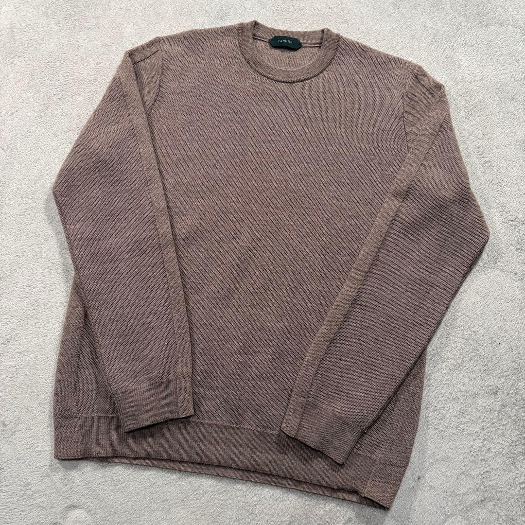 ザノーネ　50サイズ　丸首　ニット　セーター　グレージュ系