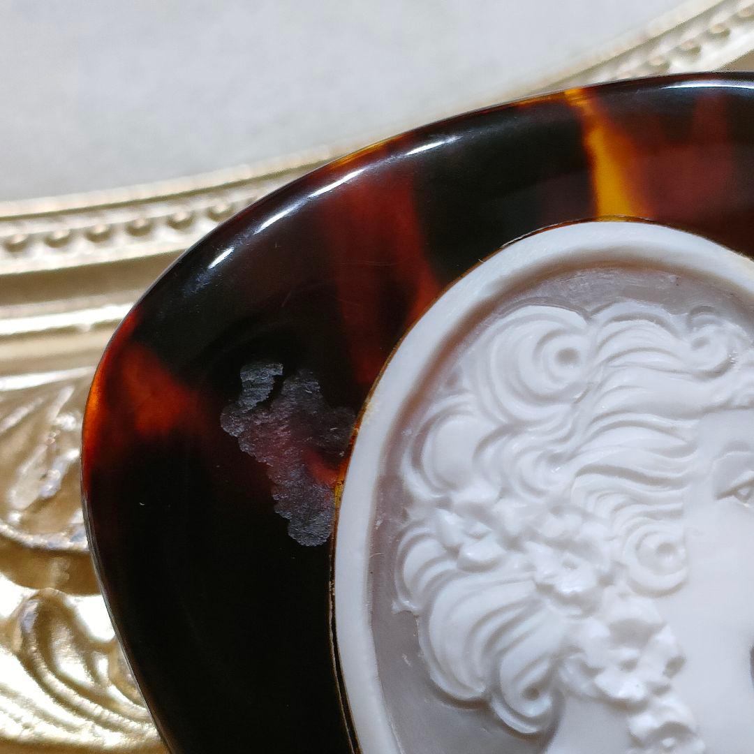 2AE82　本べっ甲鼈甲　カメオ　ブローチ　ペンダントトップ　美品