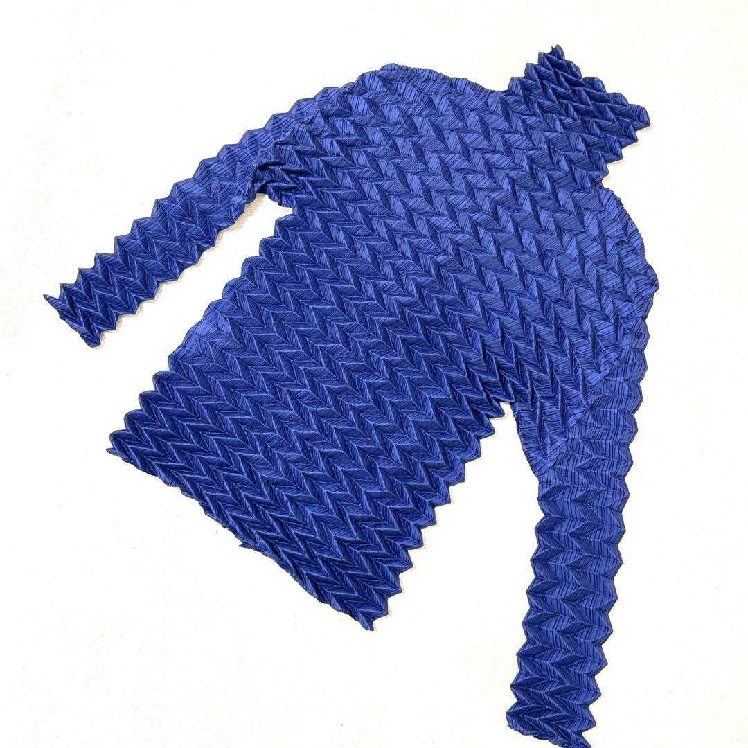 極美品✨ISSEY MIYAKE プリーツ　立体　変形　ネイビー　長袖　シャツ