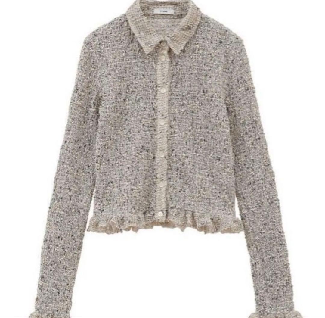 CLANE MIX MESH GATHER SHIRT アイボリー　サイズ2