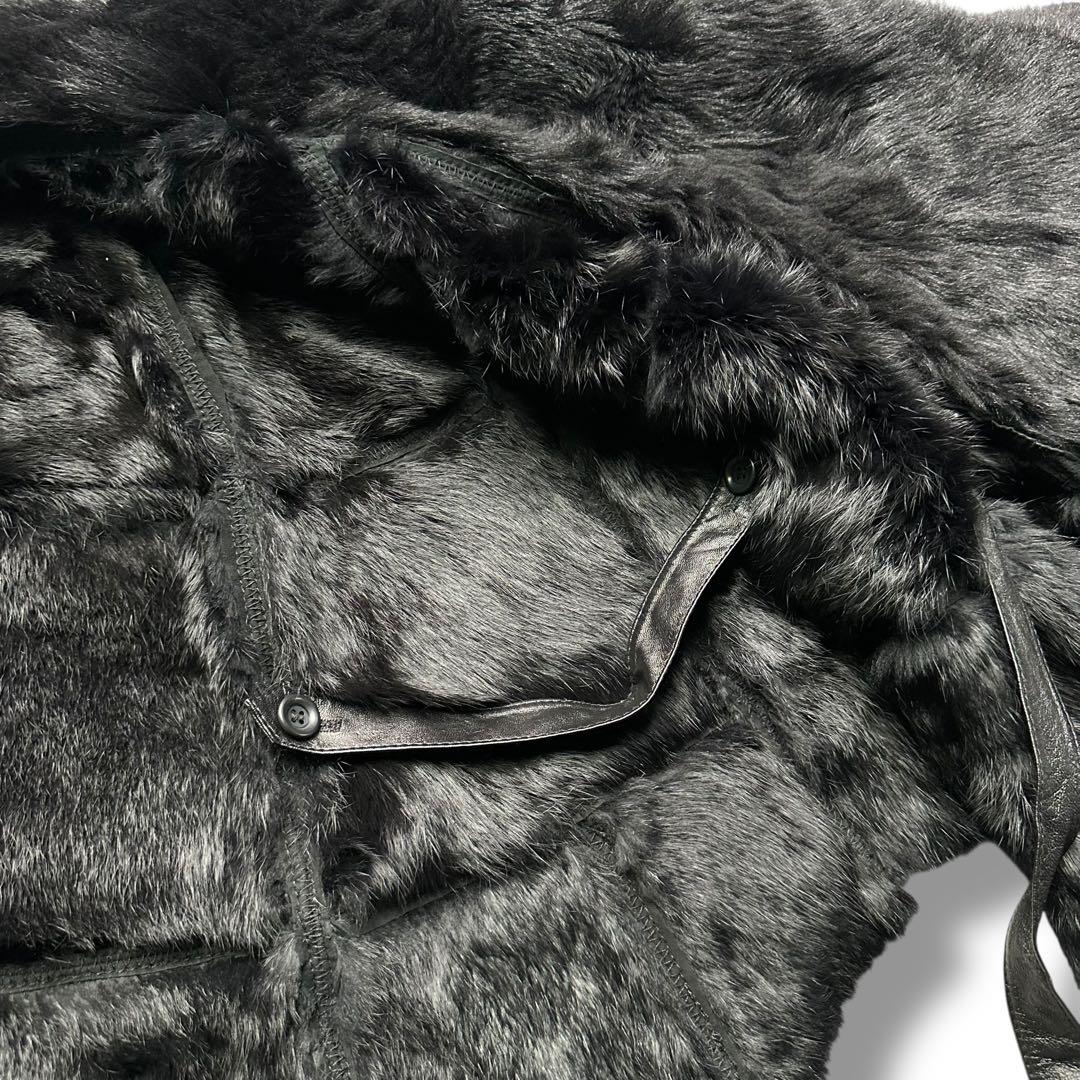 希少 グレースクラス リアルファー ポンチョ ラムファー ラビット 羊革 毛皮