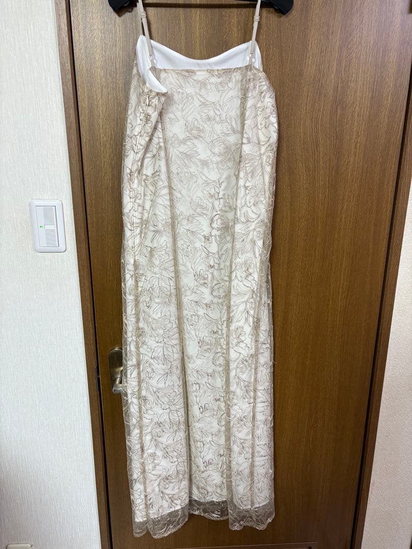 etoll. 刺繍レースレイヤードドレス　結婚式　お呼ばれ　ベージュ