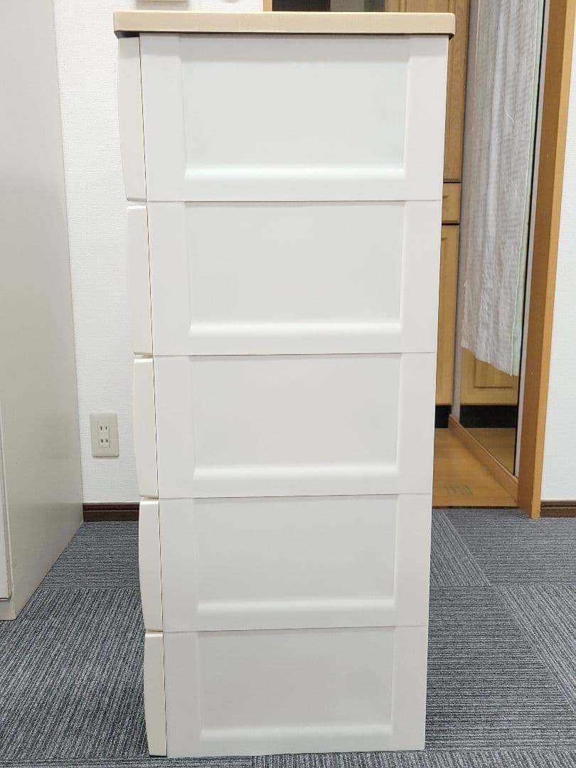 天馬 Fits フィッツ チェスト 5段 ホワイト × ナチュラルウッド天板