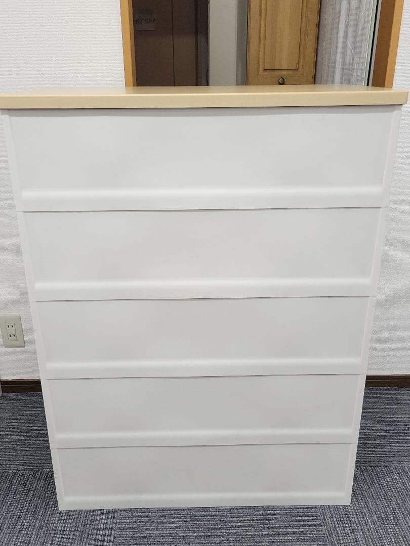 天馬 Fits フィッツ チェスト 5段 ホワイト × ナチュラルウッド天板