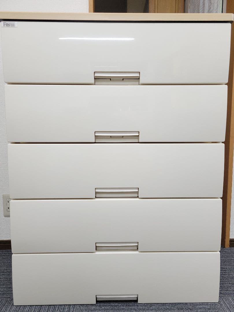 天馬 Fits フィッツ チェスト 5段 ホワイト × ナチュラルウッド天板