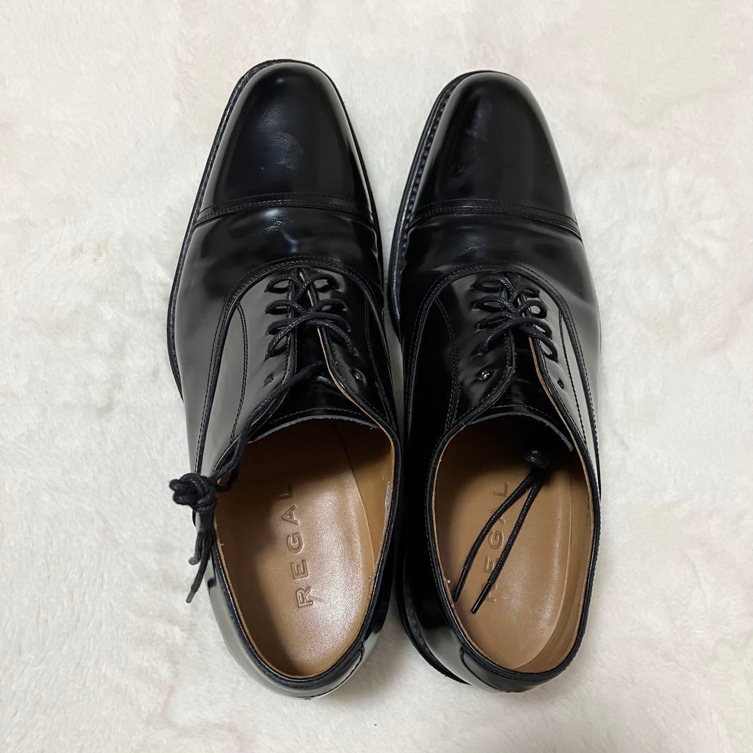 美品 REGAL ストレート 革靴 25.5EEE ビジネス シューズ 黒 革