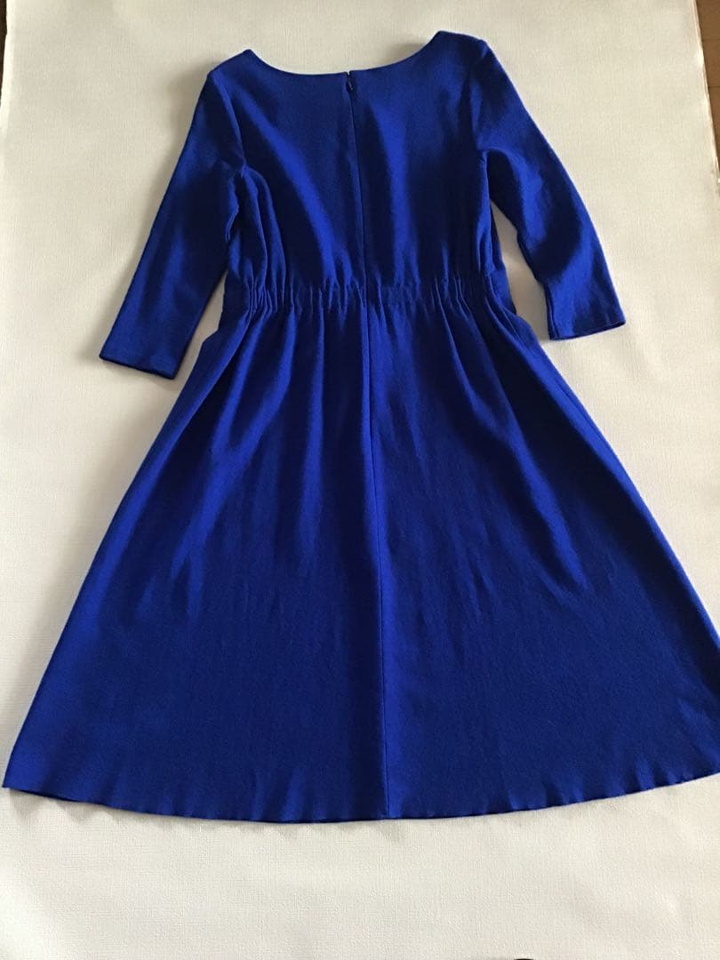 【ANAYI】ロイヤルブルーロングワンピース八分袖(38)