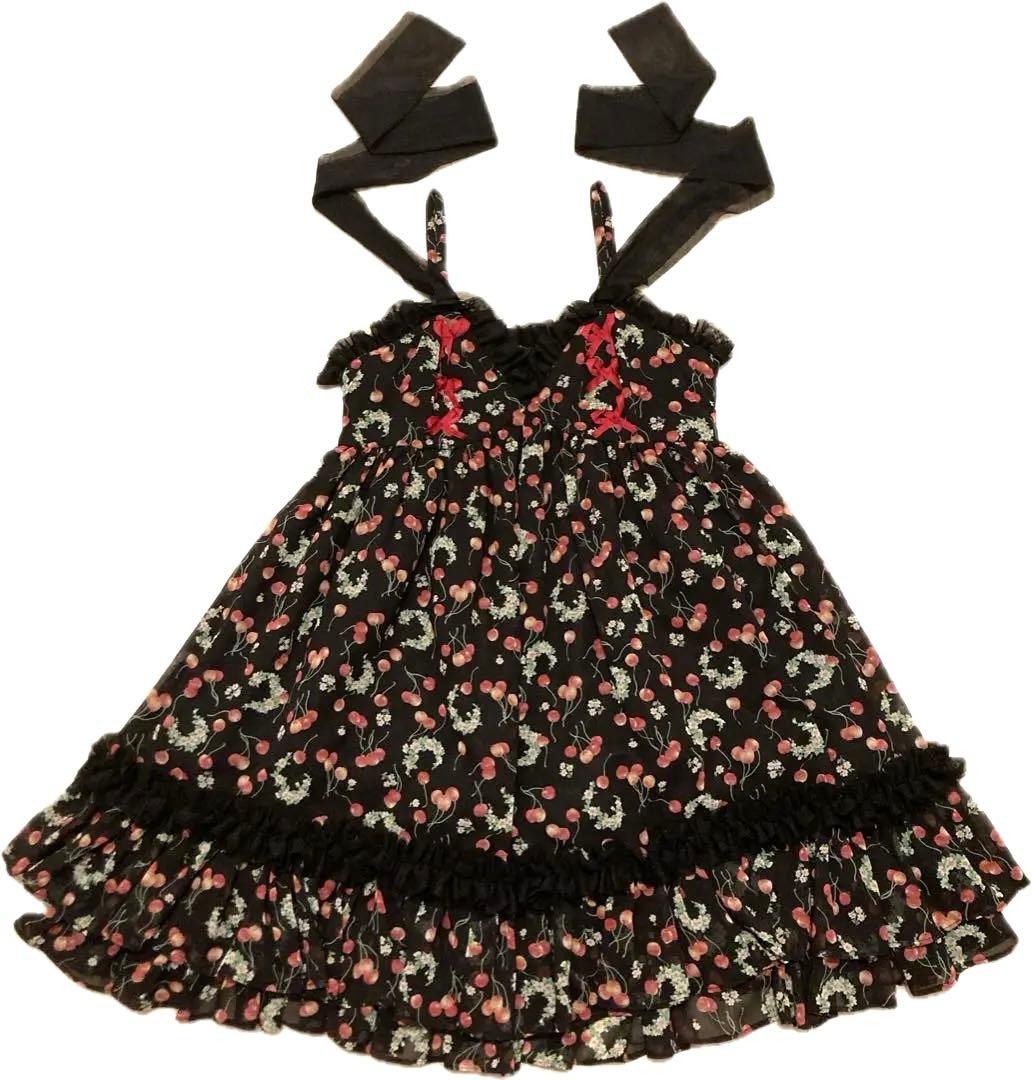 na+h ベビードール チェリー柄 ホルターネック エヌエープラスエイチ