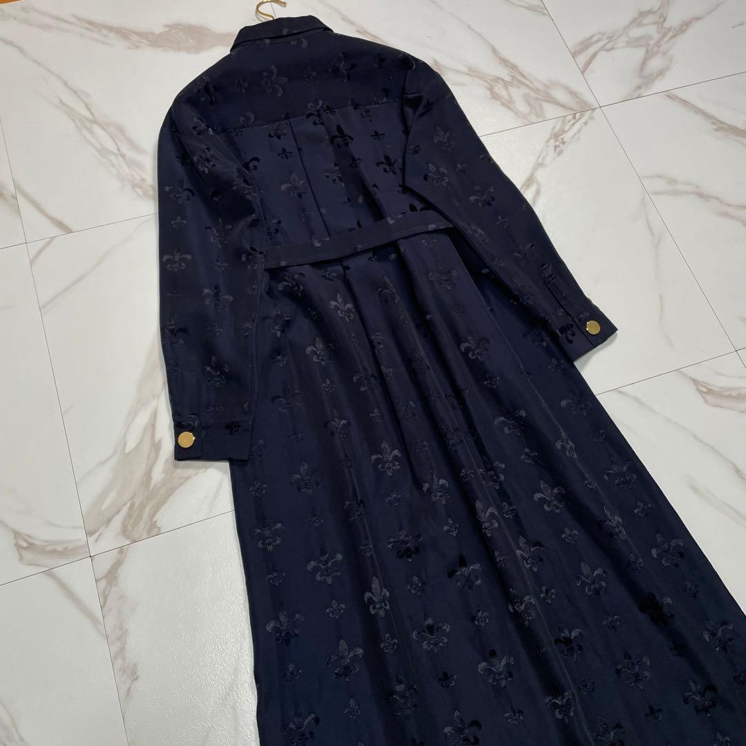 近年✨グレースコンチネンタル グログランジャガードシャツドレス 花柄 ネイビー