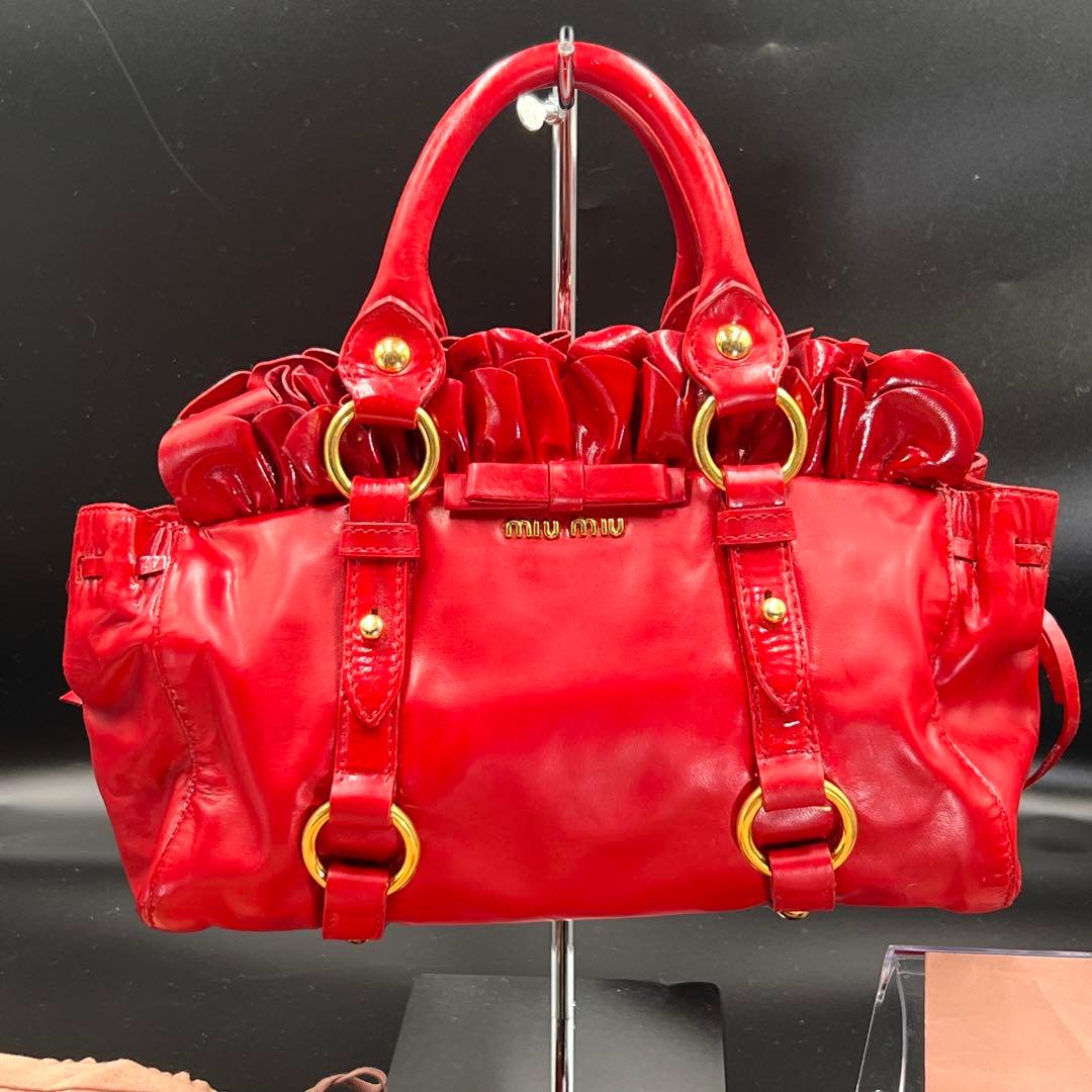 【美品】Miu Miu 2WAY Vitello Lux Y2K バッグ 赤