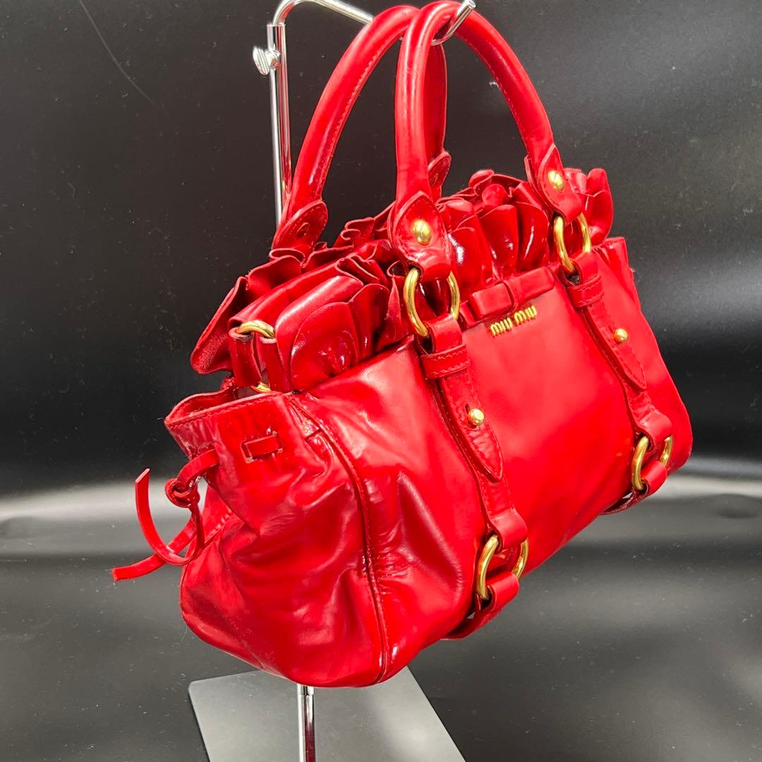 【美品】Miu Miu 2WAY Vitello Lux Y2K バッグ 赤