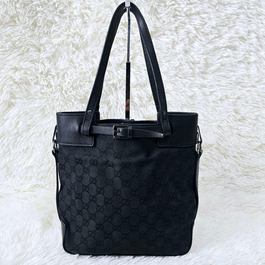 GUCCI　GG柄　ブラック　トートバッグ ビジネスバッグ キャンバス レザー