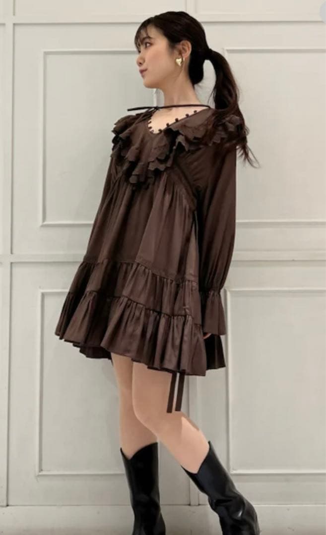 値下げ★即日発送［新品］snidel コットンライクラッフルカラーチュニック