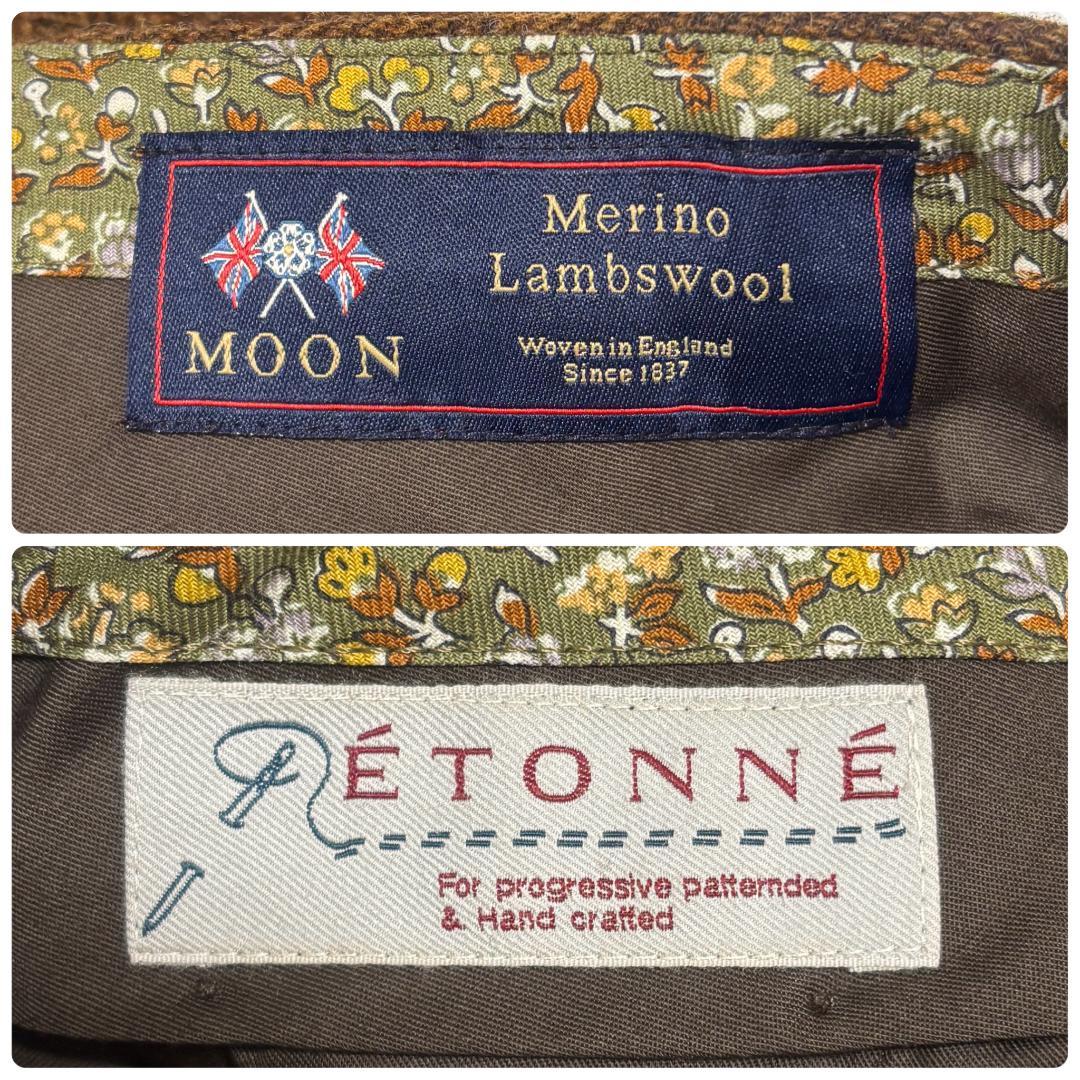 新品 MOON スラックス サイドアジャスター ヘリンボーン LL ツイード 茶
