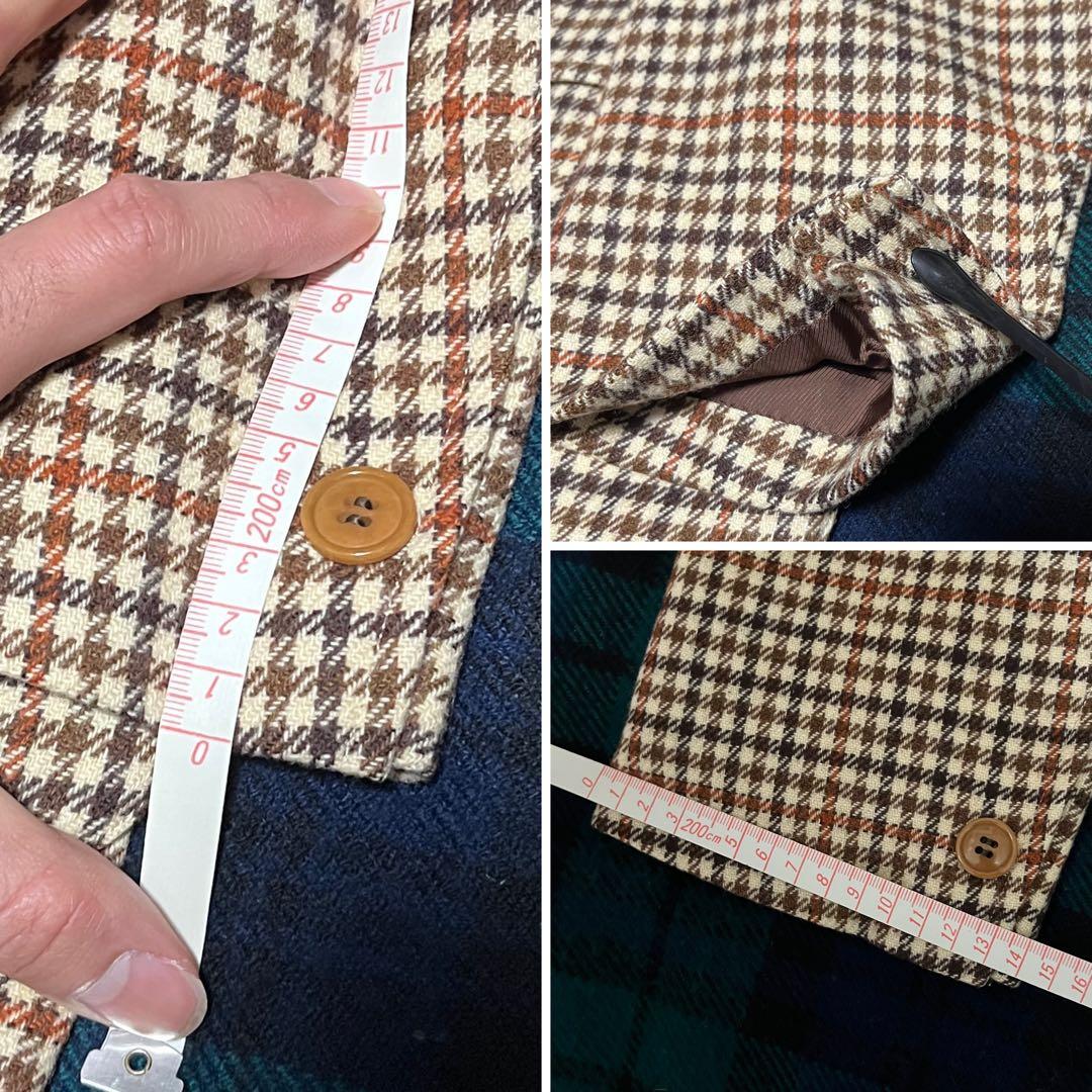 t*o様 48 L BEAMS ウール チェック ブレザー ブラウン / 日本製